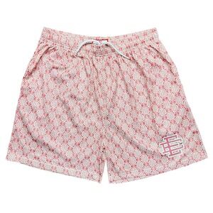 Eric Emanuel Shorts Mens XL Red White Geometric Lined Stretch Drawstring Pockets